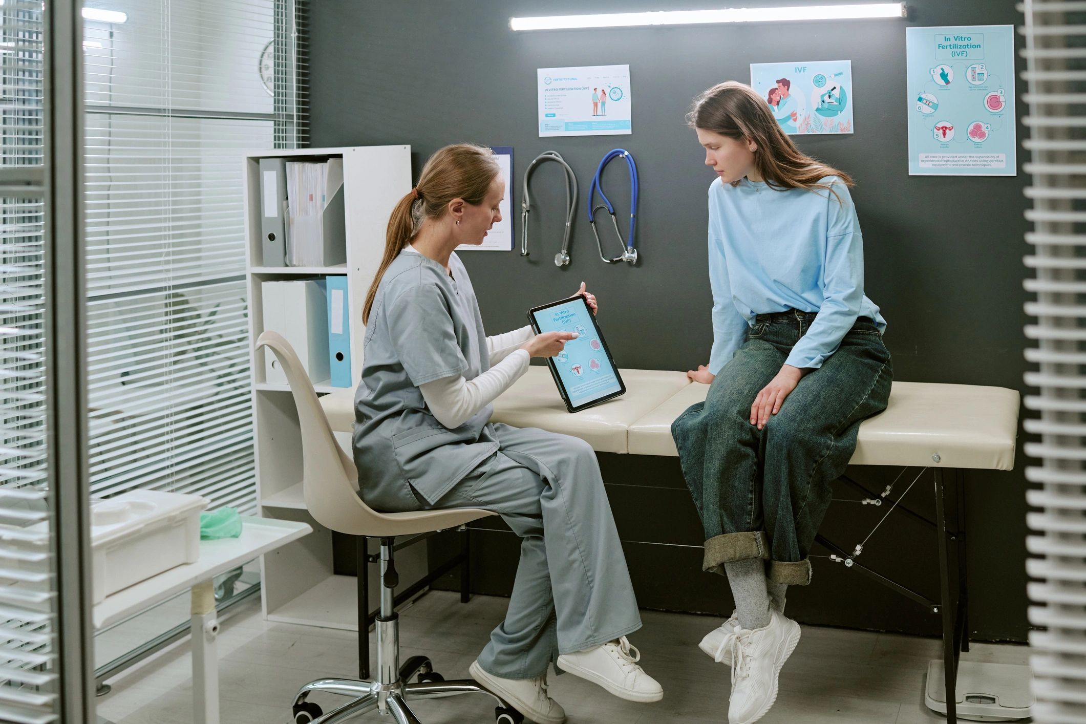 Doctor speaking with patient during a clinic consultation
