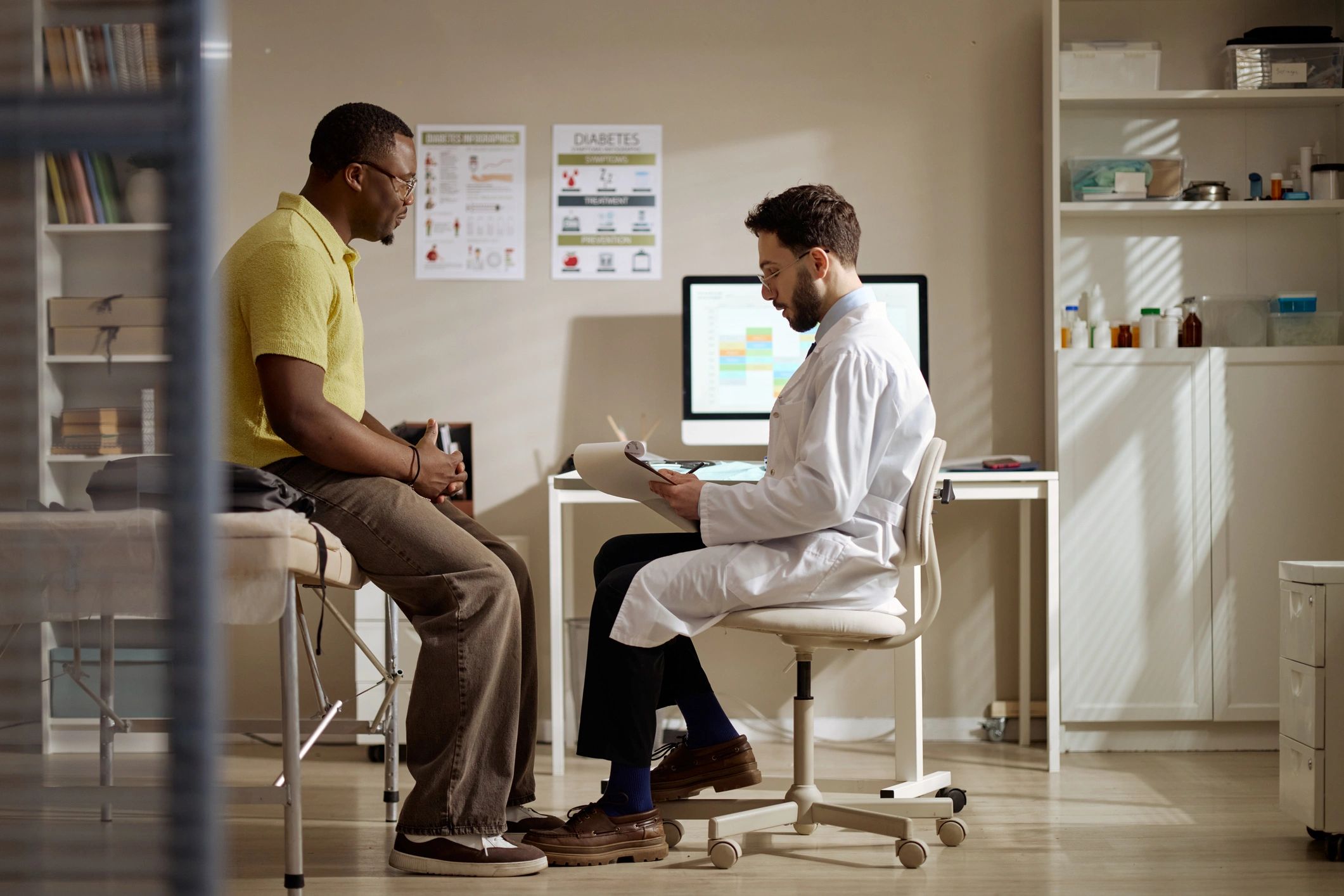 Doctor consulting a patient in a clinic setting